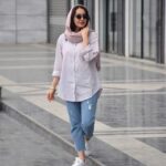 شومیز مانتویی راه راه ریز