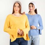 بافت موهر آستین چاک دار مروارید