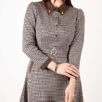 پیراهن زنانه یقه مردونه دو جیب سگگ دار