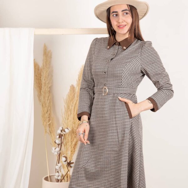 پیراهن زنانه یقه مردونه دوجیب سگگ دار