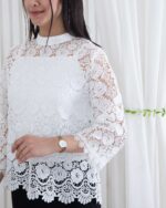 بلوز گیپور دوتیکه یقه ایستاده TAFFETA