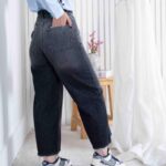 شلوار جین دخترونه کراپت واید لگ THREE JEANS 19148