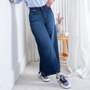 شلوار جین دخترونه کراپ فول بگ THREE JEANS 19003