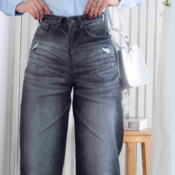 شلوار جین دخترونه کراپت واید لگ THREE JEANS 19148