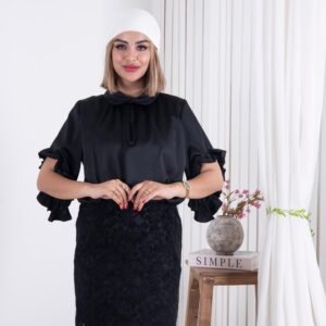 پیراهن ساتن دامن گیپور مخملTAYMAZ