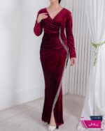 پیراهن مجلسی بلند یه طرف زنجیرROSHA/192 - Image 6