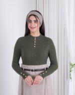 بلوز بافت دخترونه شاین دکمه مروارید - Image 3