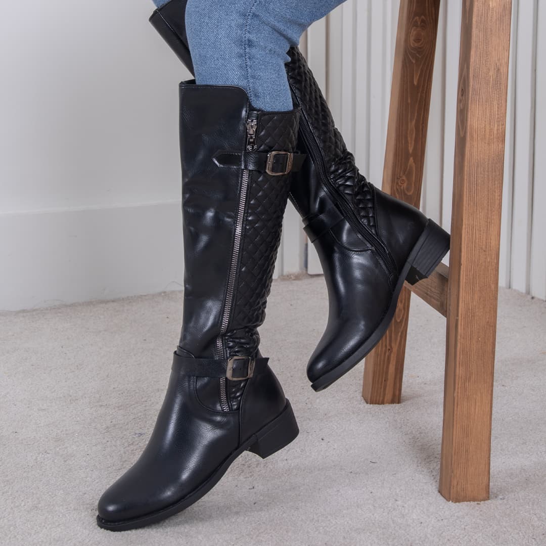 بوت بلند دو سگک شنل دوزی