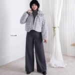 پالتو کوتاه خز یقه چرم ZENO - Image 2