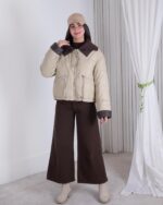 کاپشن وارداتی دخترونه یقه بافت XUEYUGE - Image 10