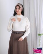 بلوز بافت دخترونه یقه 5 سانت باز نگین دار - Image 6