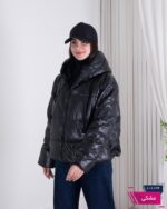 کاپشن وارداتی دخترونه چرم کلاه دار SHEIN - Image 2