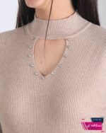 بلوز بافت دخترونه یقه 5 سانت باز نگین دار - Image 8