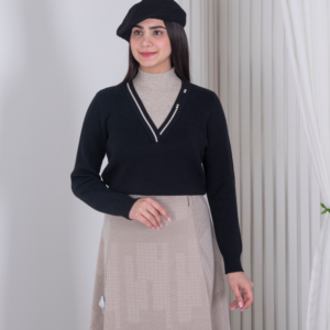 بلوز بافت یقه هفت حصیری پاپیون