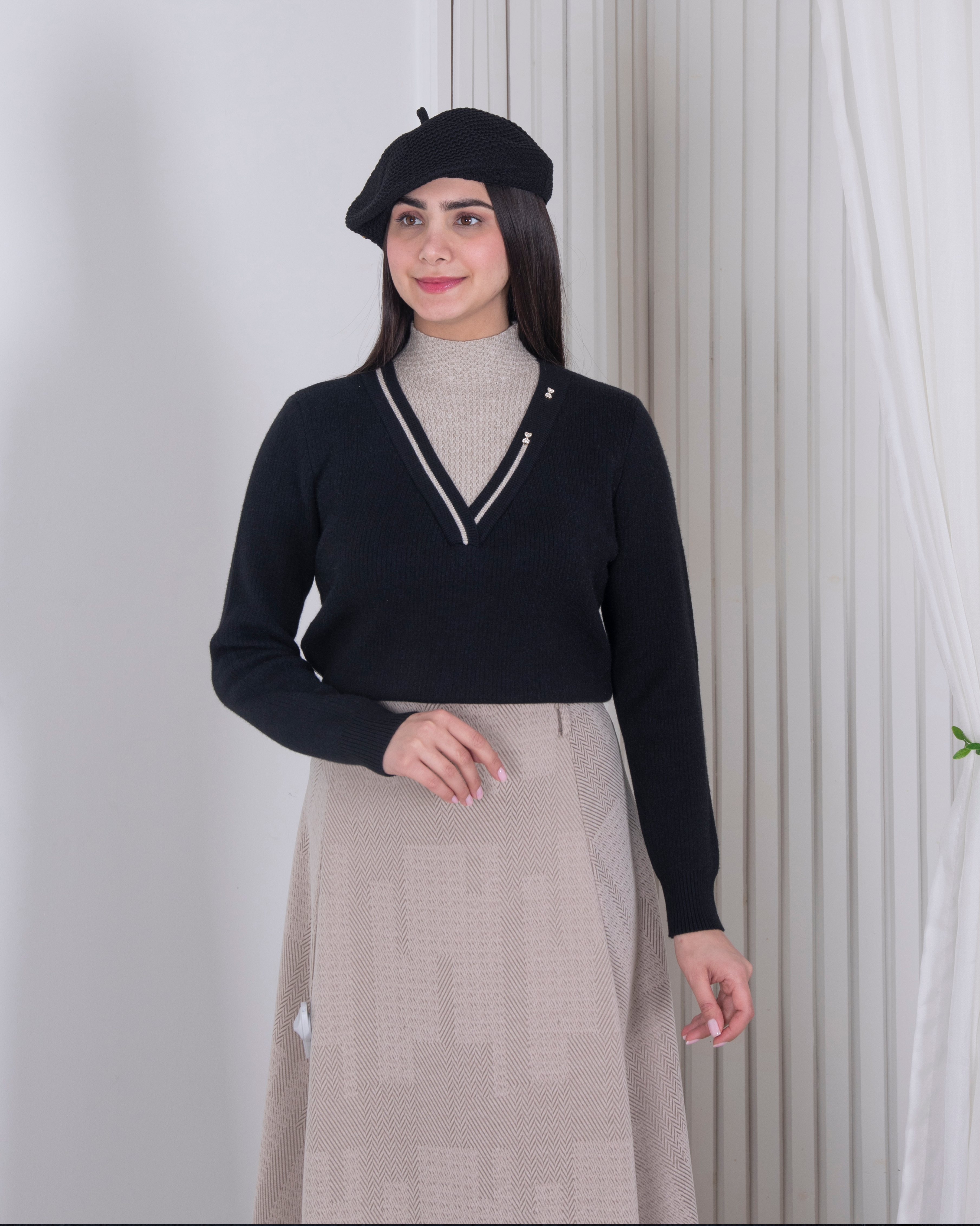 بلوز بافت یقه هفت حصیری پاپیون