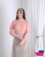 بلوز بافت دخترونه یقه 5 سانت باز نگین دار - Image 3