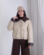 کاپشن وارداتی دخترونه یقه بافت XUEYUGE