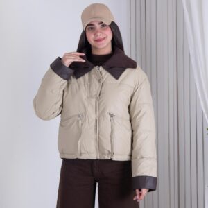 کاپشن وارداتی دخترونه یقه بافت XUEYUGE