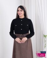 بلوز بافت دخترونه جلو دکمه جیب نما - Image 5