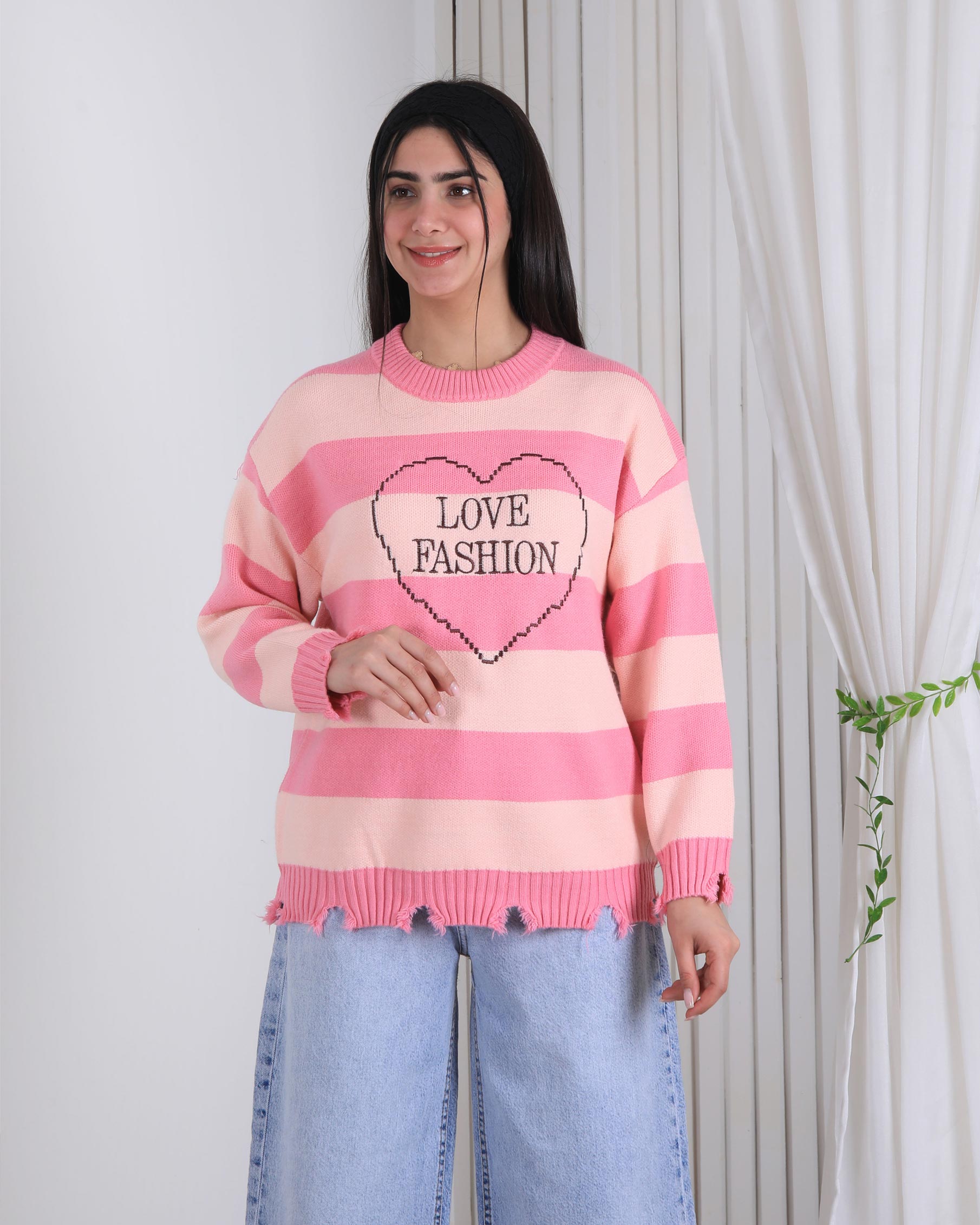 بلوز بافت دخترونه راه راه LOVE بلوز بافت دخترونه راه راه LOVE - Image 1