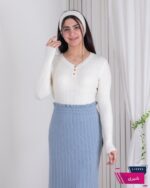 بلوز بافت یقه هفت 3دکمه فلزی - Image 2