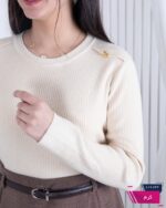 بلوز بافت کبریتی سرشونه دکمه MIU - Image 4