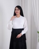 بلوز بافت کریستال آستین پلیسه