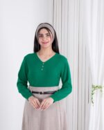 بلوز بافت دخترونه یقه هفت 3 دکمه برجسته