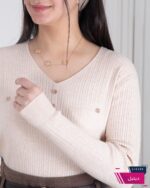 بلوز بافت دخترونه یقه هفت طرح جیب - Image 6