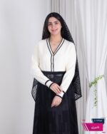 ژاکت بافت یقه هفت دکمه طلایی - Image 4