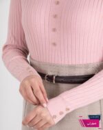 بلوز بافت دخترونه یقه هفت آستین دکمه - Image 6