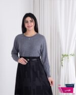 بلوز بافت دخترونه یقه گرد پاپیون - Image 2