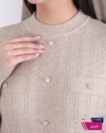 بلوز بافت دخترونه جلو دکمه جیب نما - Image 8