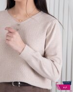 بلوز بافت دخترونه یقه هفت 3 دکمه برجسته - Image 4