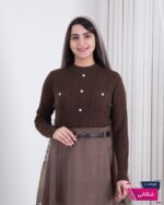 بلوز بافت دخترونه جلو دکمه جیب نما - Image 4