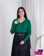 بلوز بافت دخترونه یقه هفت طرح جیب - Image 3