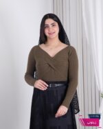 بلوز بافت دخترونه یقه پیچی - Image 4