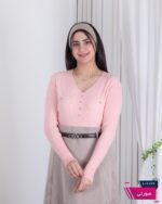 بلوز بافت دخترونه یقه هفت طرح جیب - Image 2