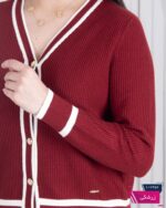 ژاکت بافت یقه هفت دکمه طلایی - Image 7