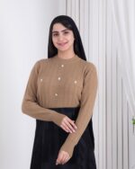 بلوز بافت دخترونه جلو دکمه جیب نما