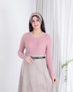 بلوز بافت یقه هفت 3دکمه فلزی