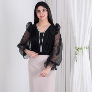 نیم تنه استین بیده نوار نگین DIANA