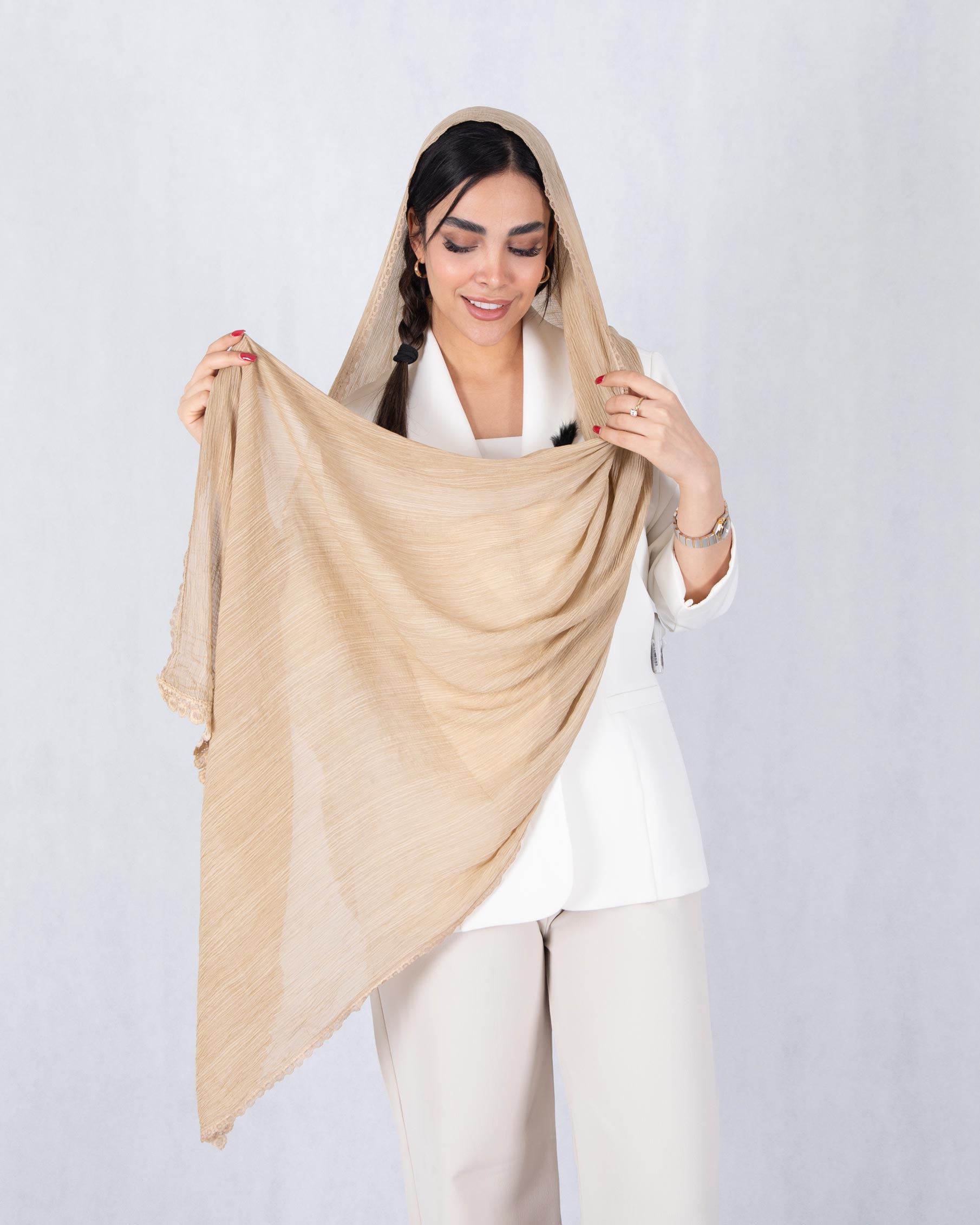 شال پلیسه لبه گیپور شال پلیسه لبه گیپور - Image 1