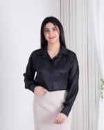 شومیز ساتن چروک آستین دکمه ASENA