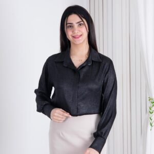 شومیز ساتن چروک آستین دکمه ASENA