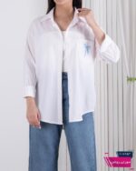 شومیز وارداتی یقه دار جیب پاپیون MINA