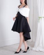 پیراهن مجلسی عروسکی دورنگ بند سنگدوزی