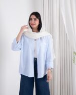 شومیز وارداتی یقه دار جیب پاپیون راه راه MINA