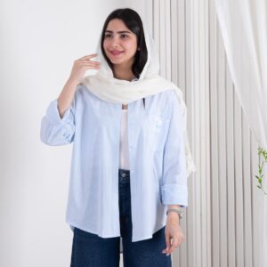 شومیز وارداتی یقه دار جیب پاپیون راه راه MINA