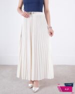 دامن وارداتی پلیسه کمربند دکمه ای - Image 4